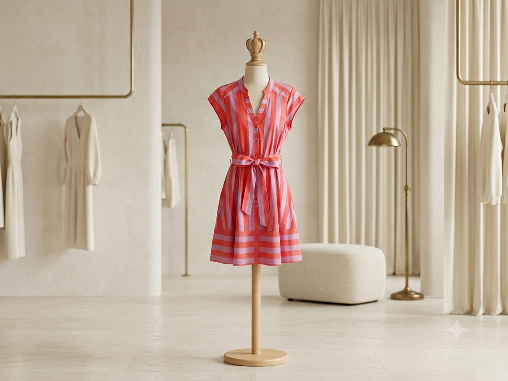 Sugarlips Pink & Purple Striped Tie Waist Dress Size Small