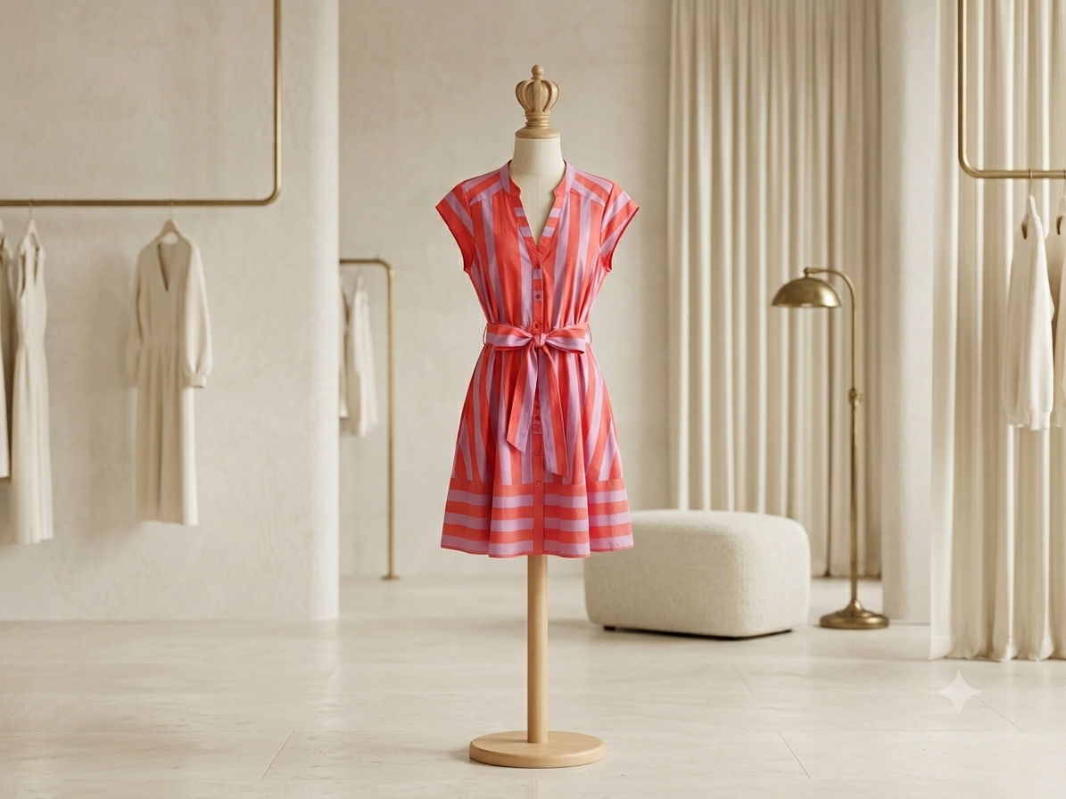 Sugarlips Pink & Purple Striped Tie Waist Dress Size Small