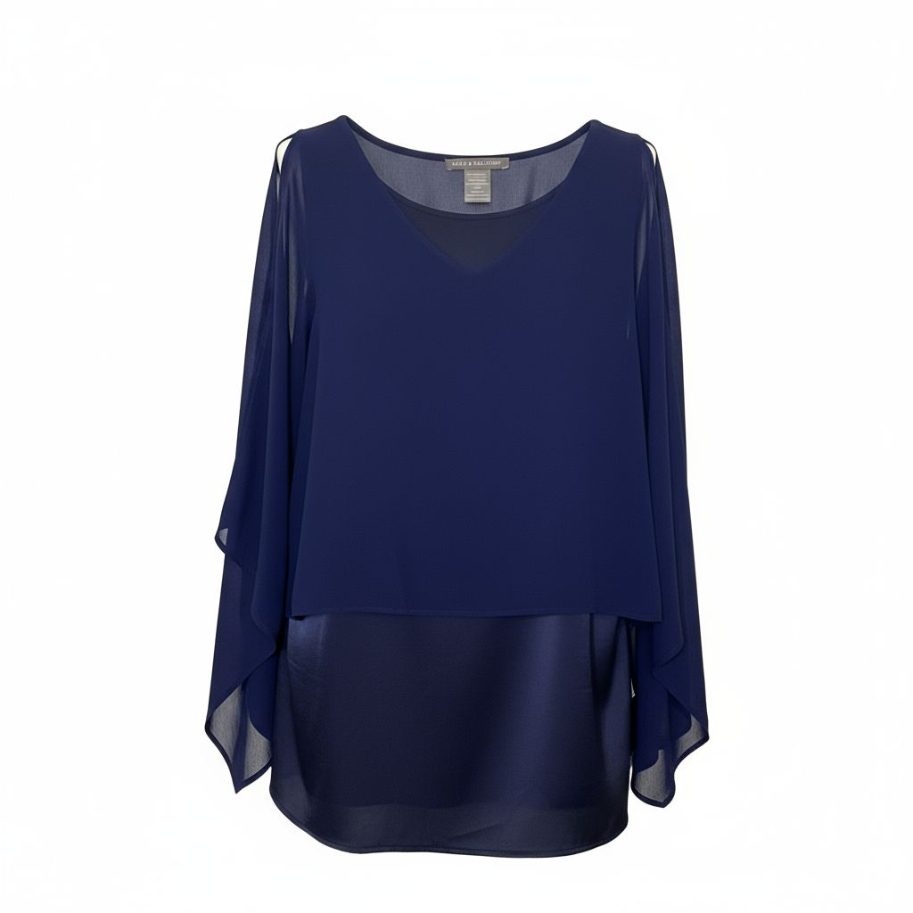 Chiffon Overlay Batwing Dressy Top Size Xsmall Kate & Mallory