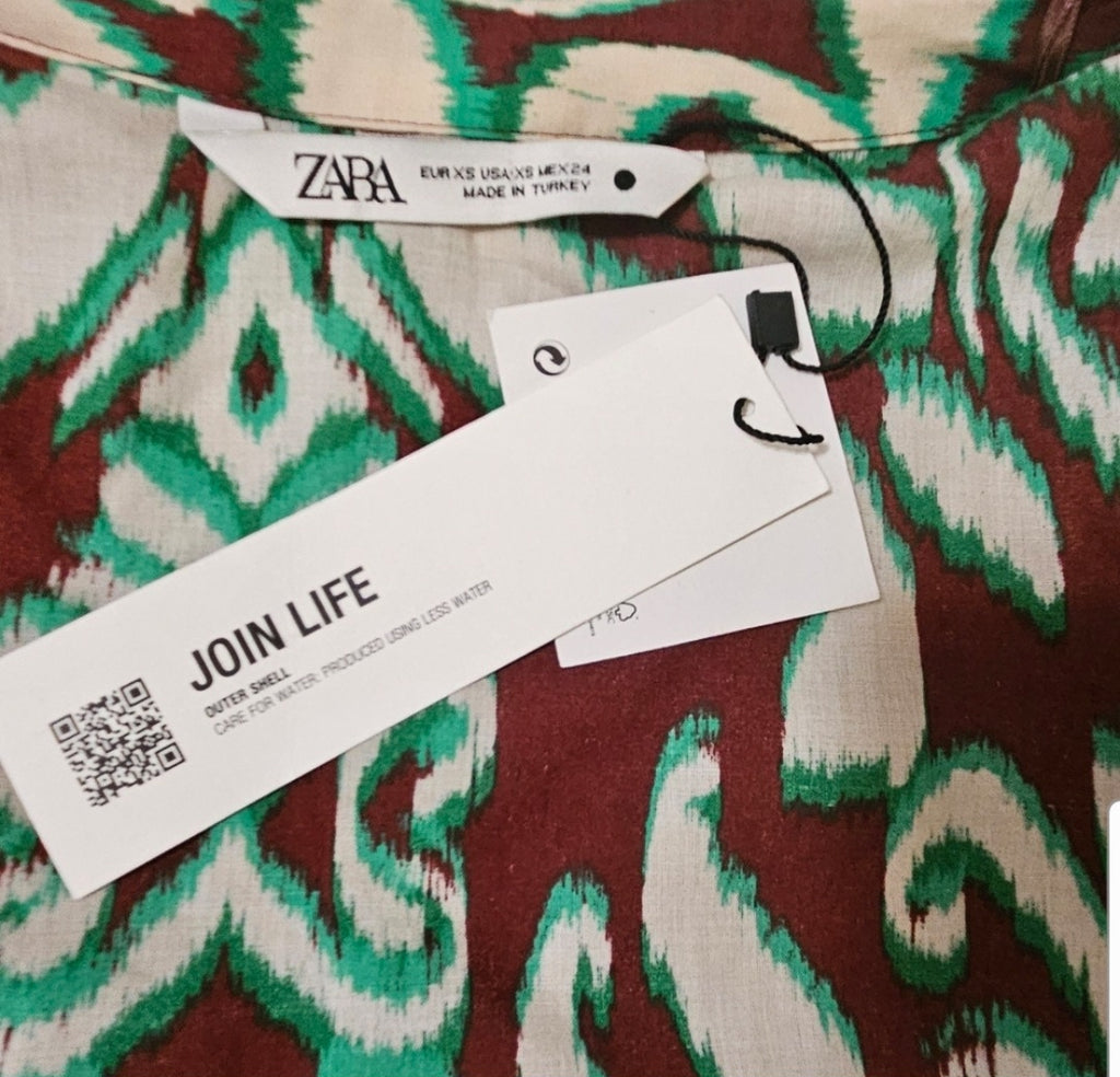 NWT Zara Selena Blouse Open Front With Tie Size XS