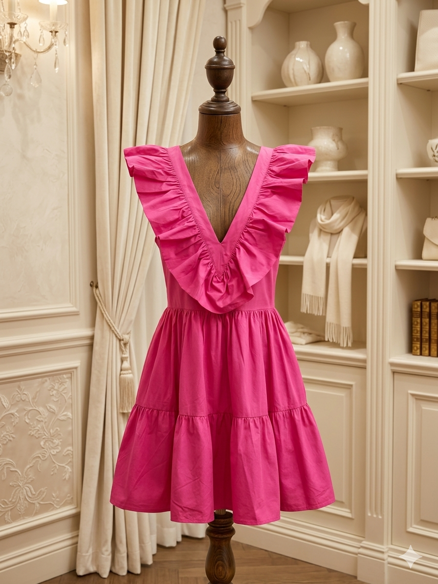 Twenty Ten Pink Flutter Sleeve Tiered Mini Dress | Open Back