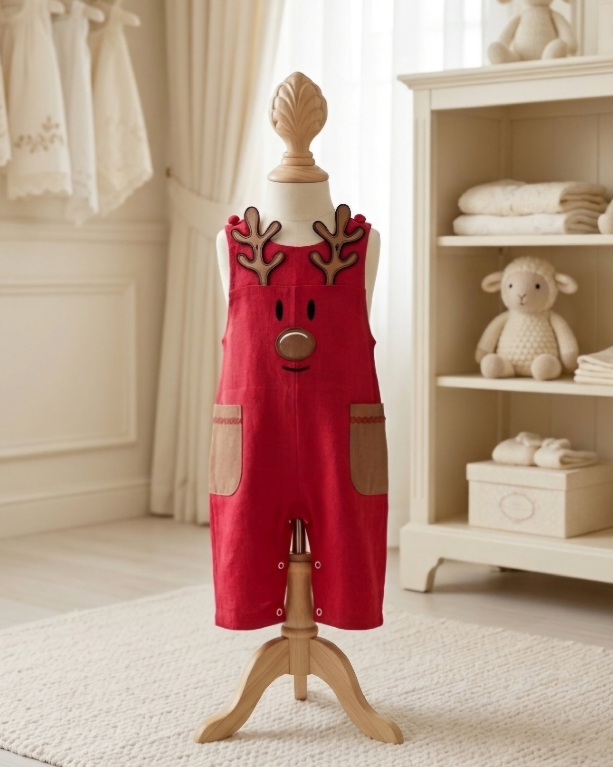 Lil Cactus Cutest Reindeer Red Longall with Pockets Size 3-6M