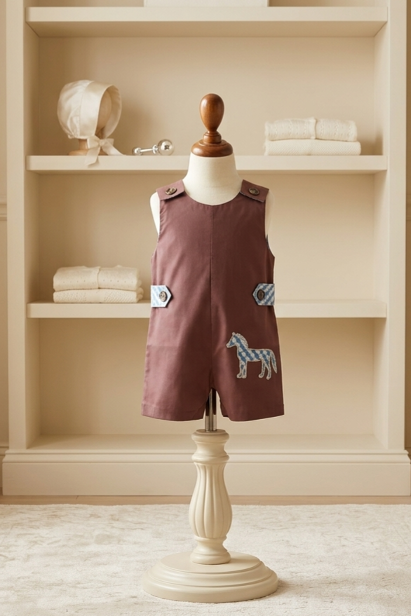 The Beaufort Bonnet Company Cowboy Horse Appliqué Plaid Jon Jon |