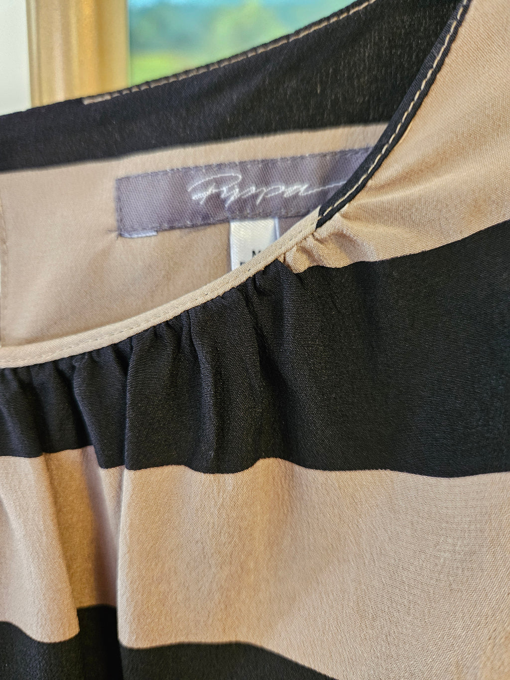Pippa Brown & Black Stripped Dress With Tie At Waist Sz 2