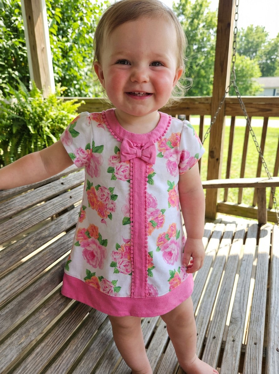 Little Me Pink Floral Dress Sz 24M