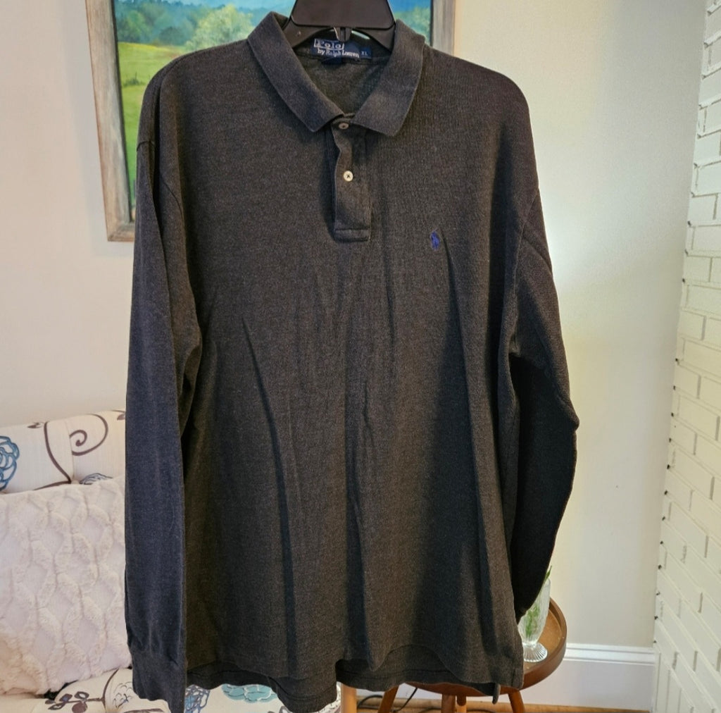 Ralph Lauren Men's Heathered Charcoal Polo Shirt Sz XL