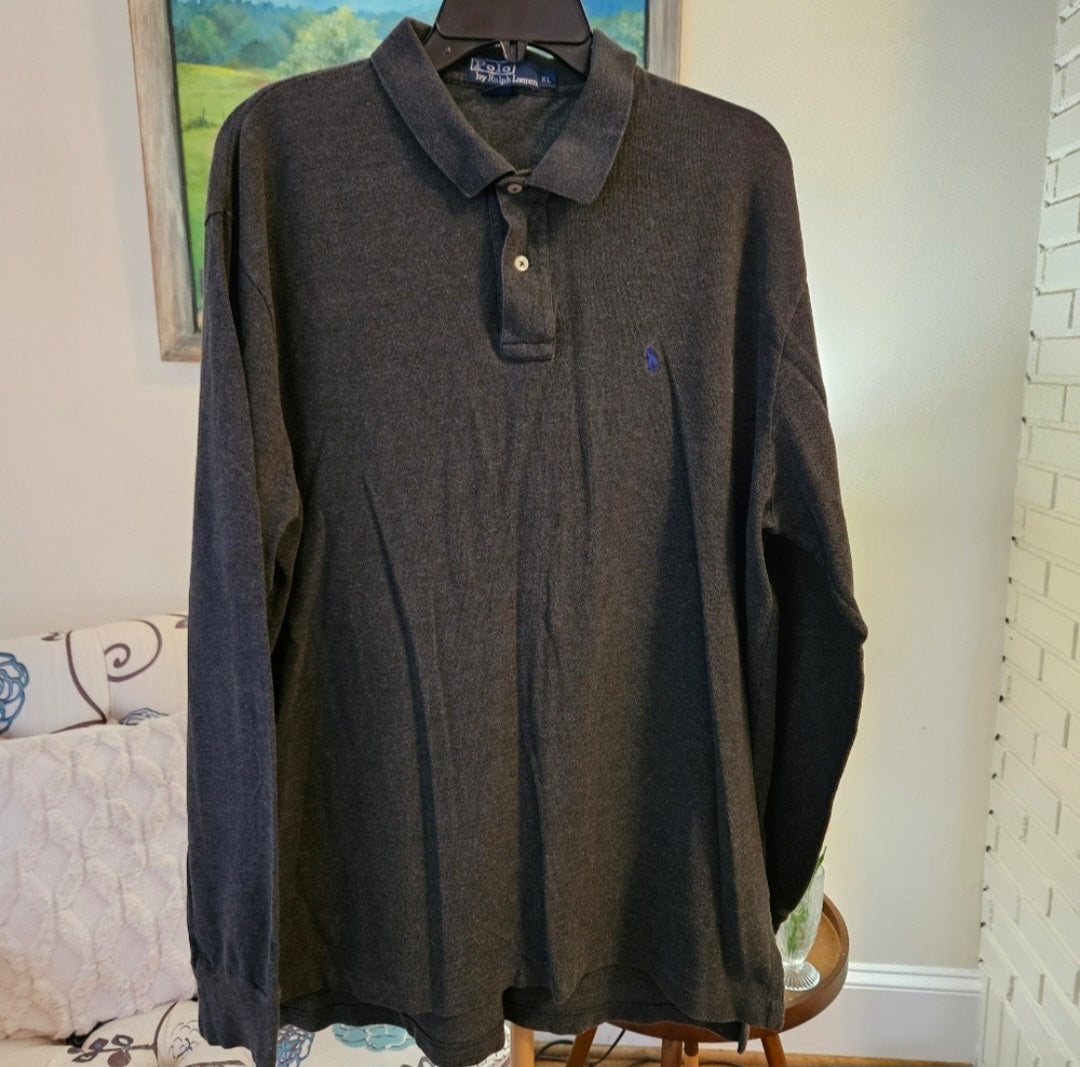 Ralph Lauren Men's Heathered Charcoal Polo Shirt Sz XL