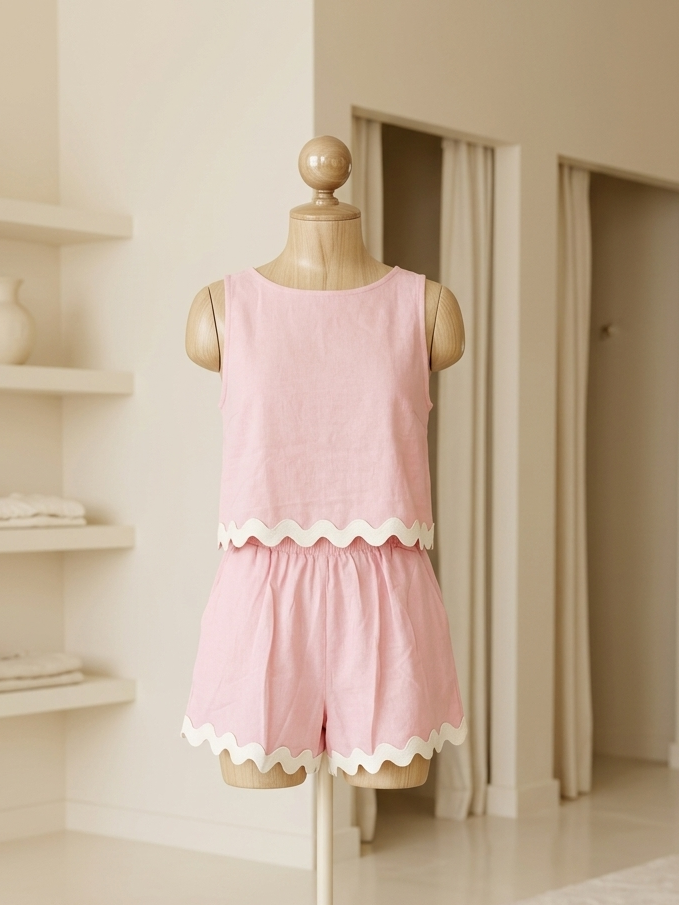 Anna-Kaci Pink Ric-Rac Short Set