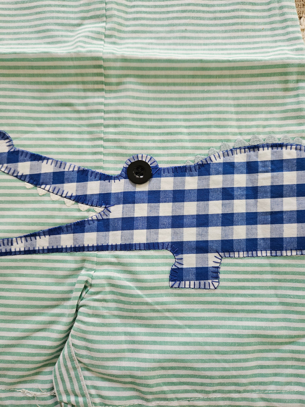 Lil Cactus Turquoise & White Striped Alligator Jon Jon – Size 12-18M