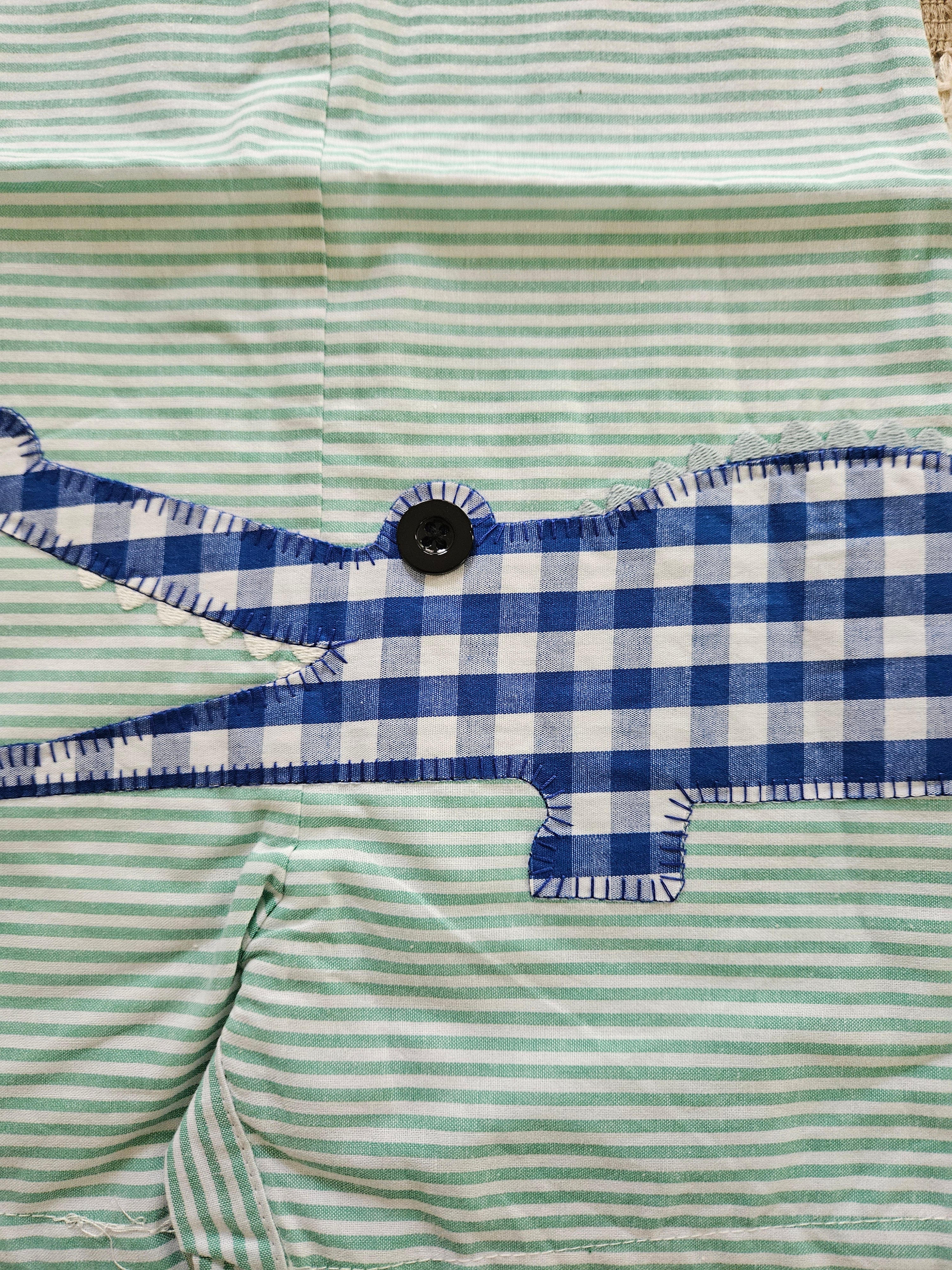 Lil Cactus Turquoise & White Striped Alligator Jon Jon – Size 12-18M