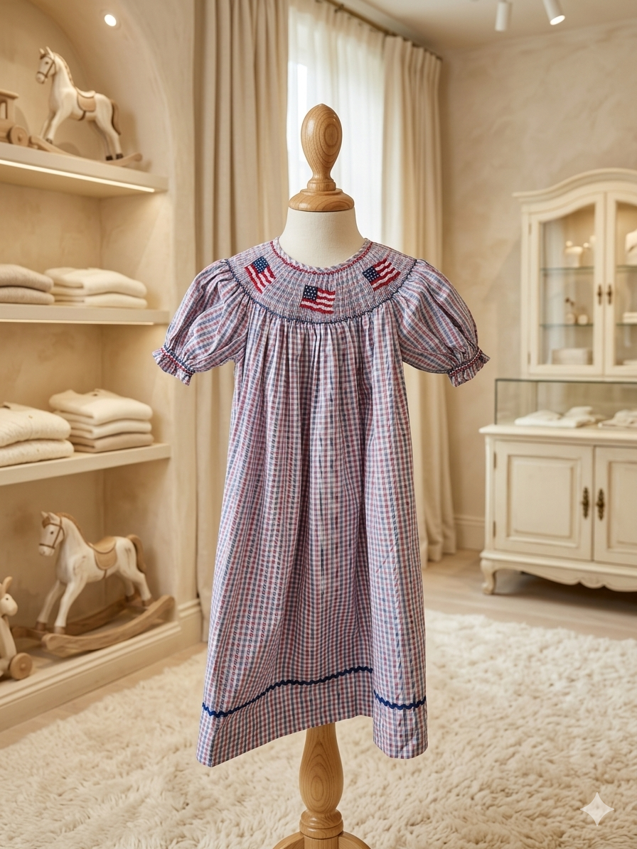 Mom & Me Patriotic Smocked Bishop Dress 🇺🇸 Size 3T