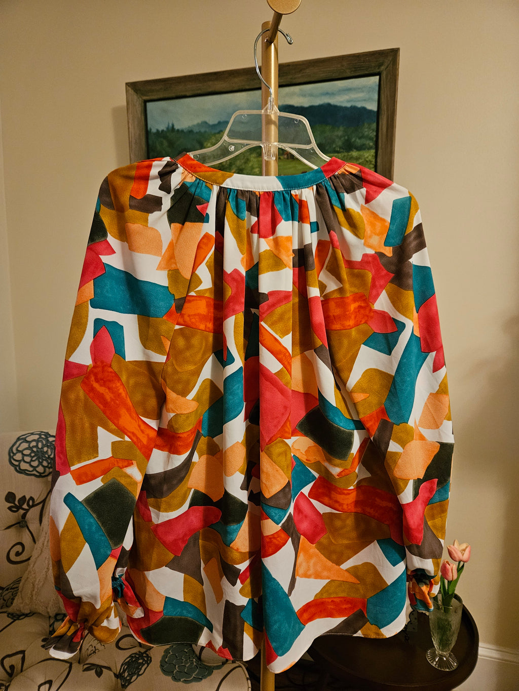 Entro Multicolor Abstract Blouse Sz Sm