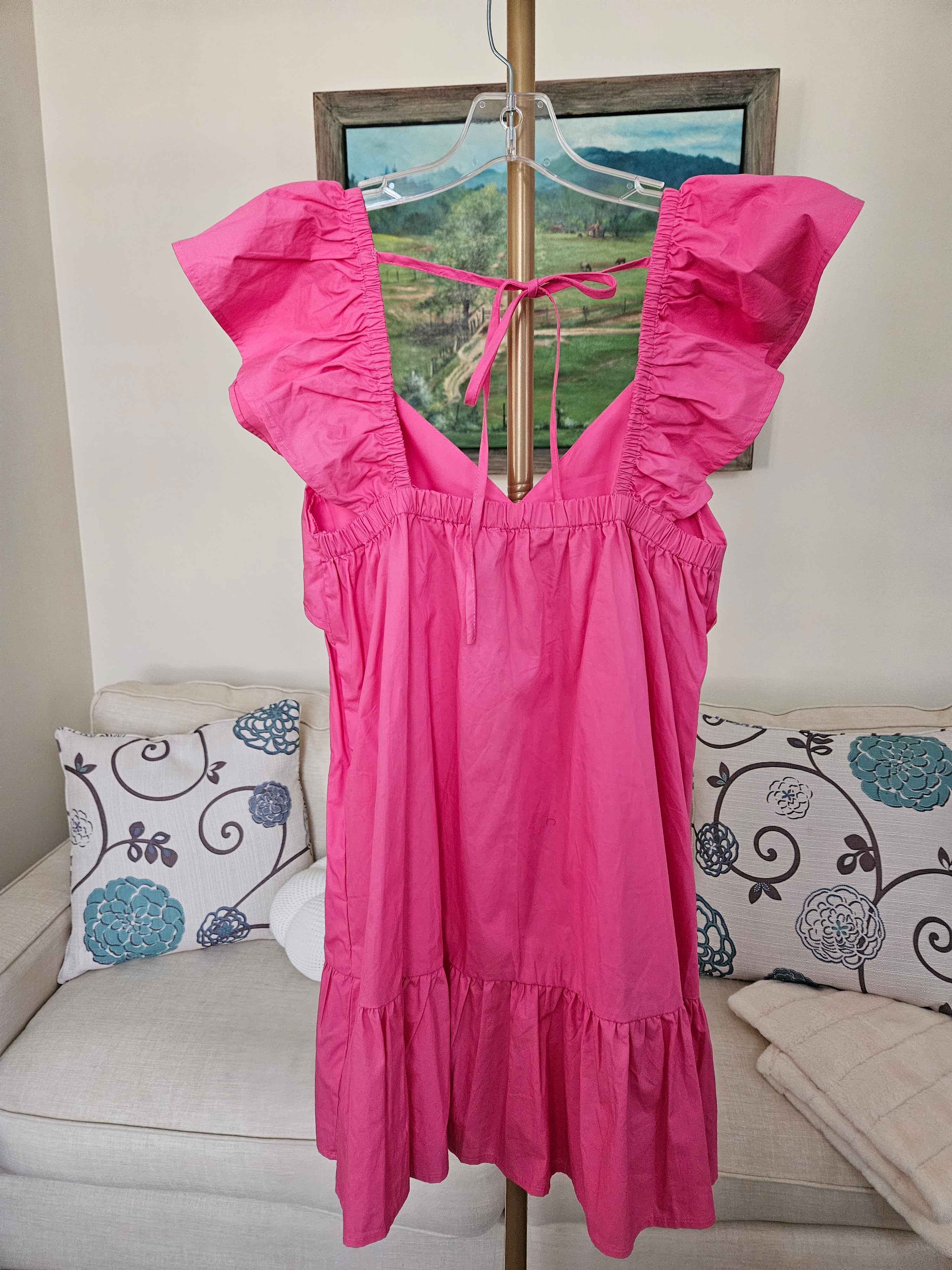 Day & Moon Pink Flutter Sleeve Mini Dress Sz M