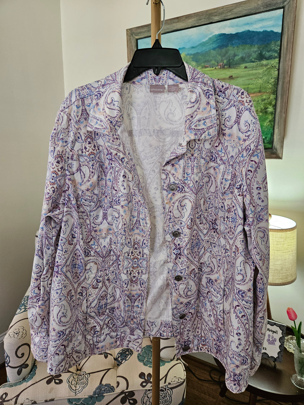 Chico's Women's Purple Paisley Jacket Sz 20/22