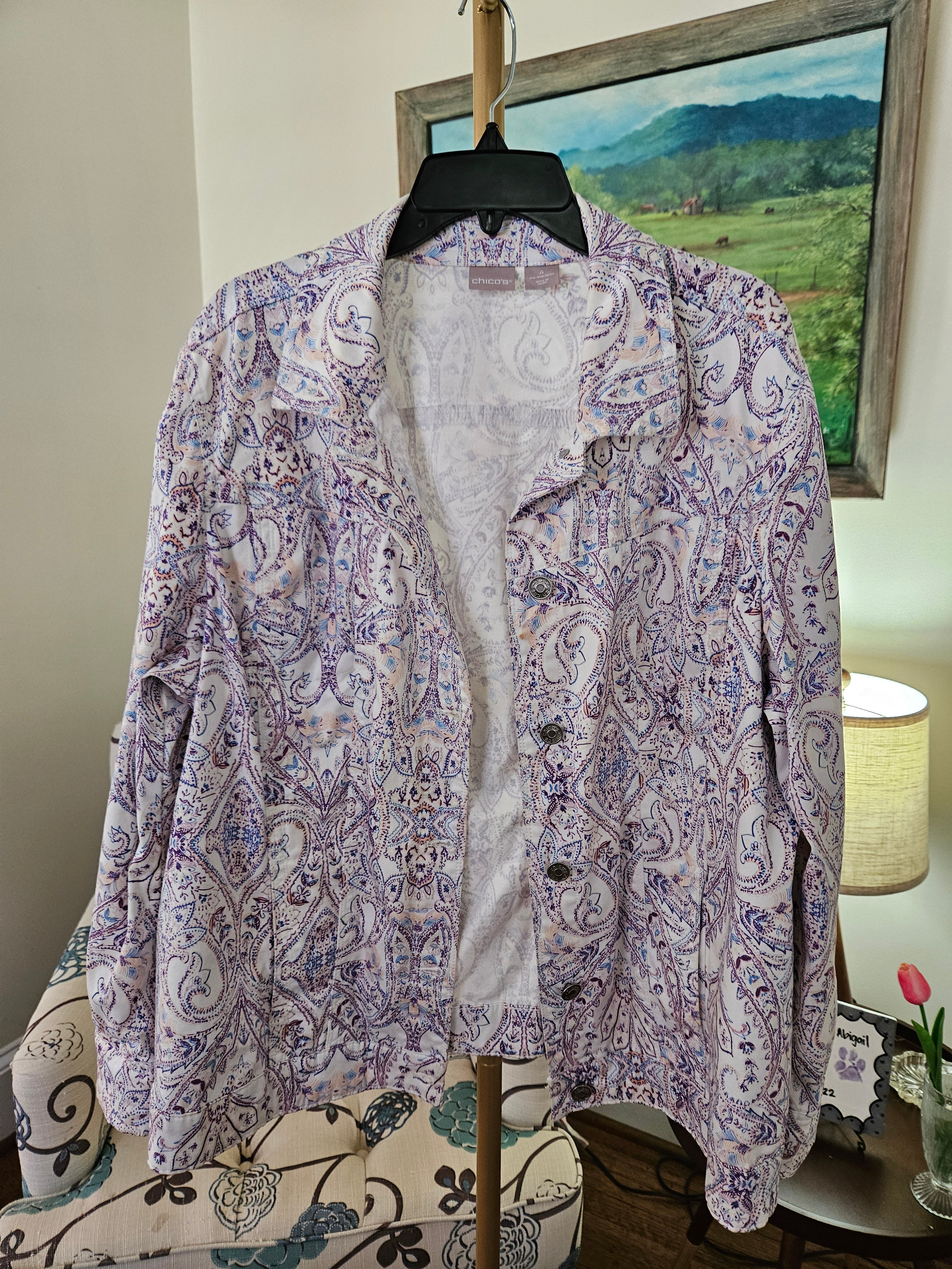 Chico's Women's Purple Paisley Jacket Sz 20/22