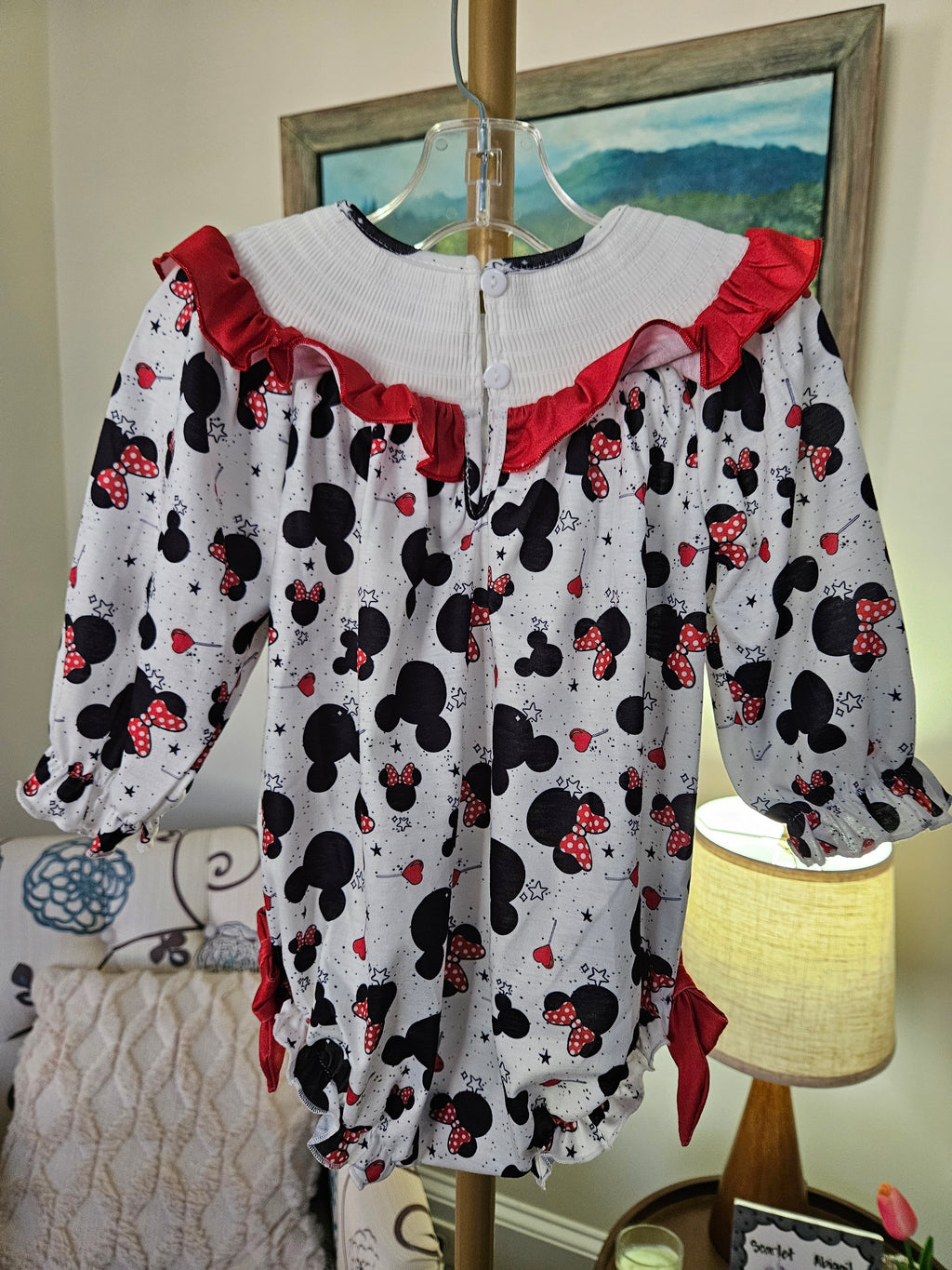 Auraquise Adorable Minnie Romper with Red and White Ruffle
