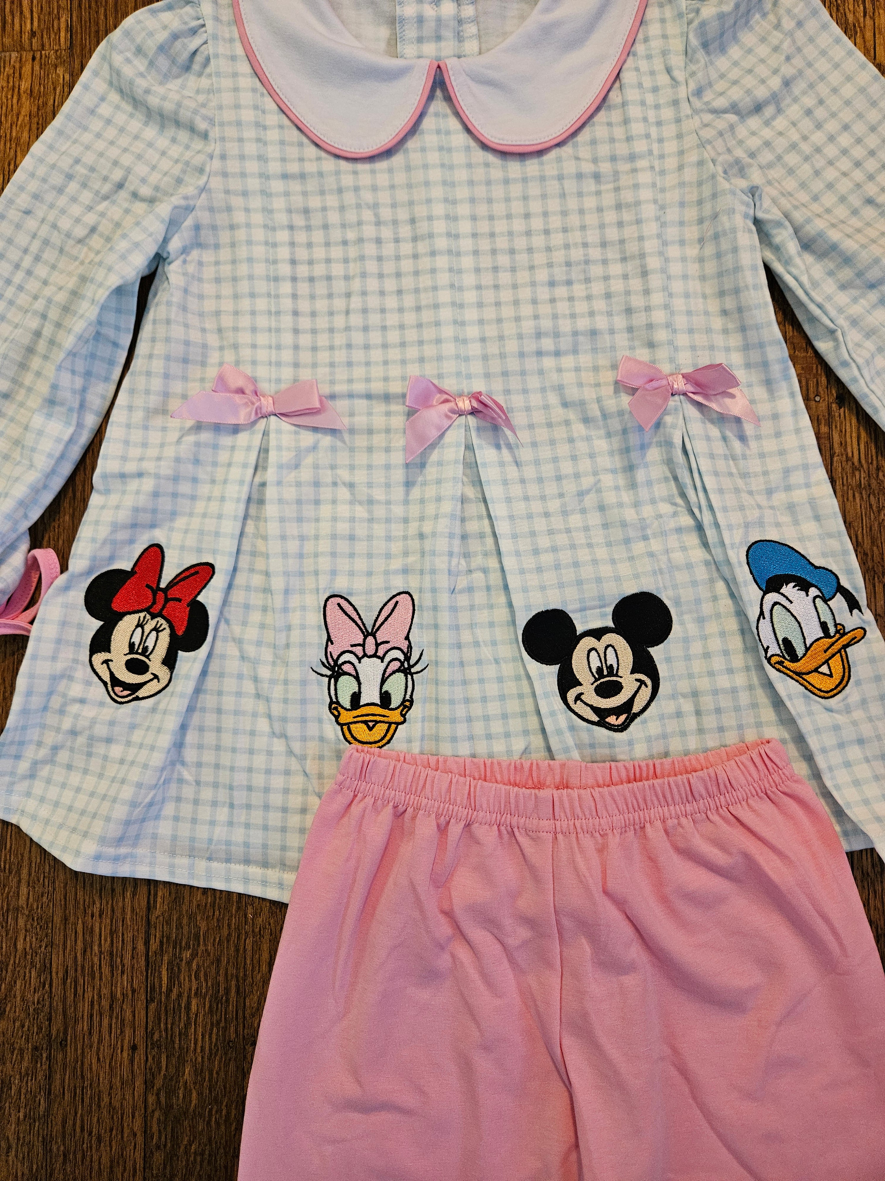 Aspen Rain Disney Character Pink And Blue Matching Set With Ruffle Pant Sz 5