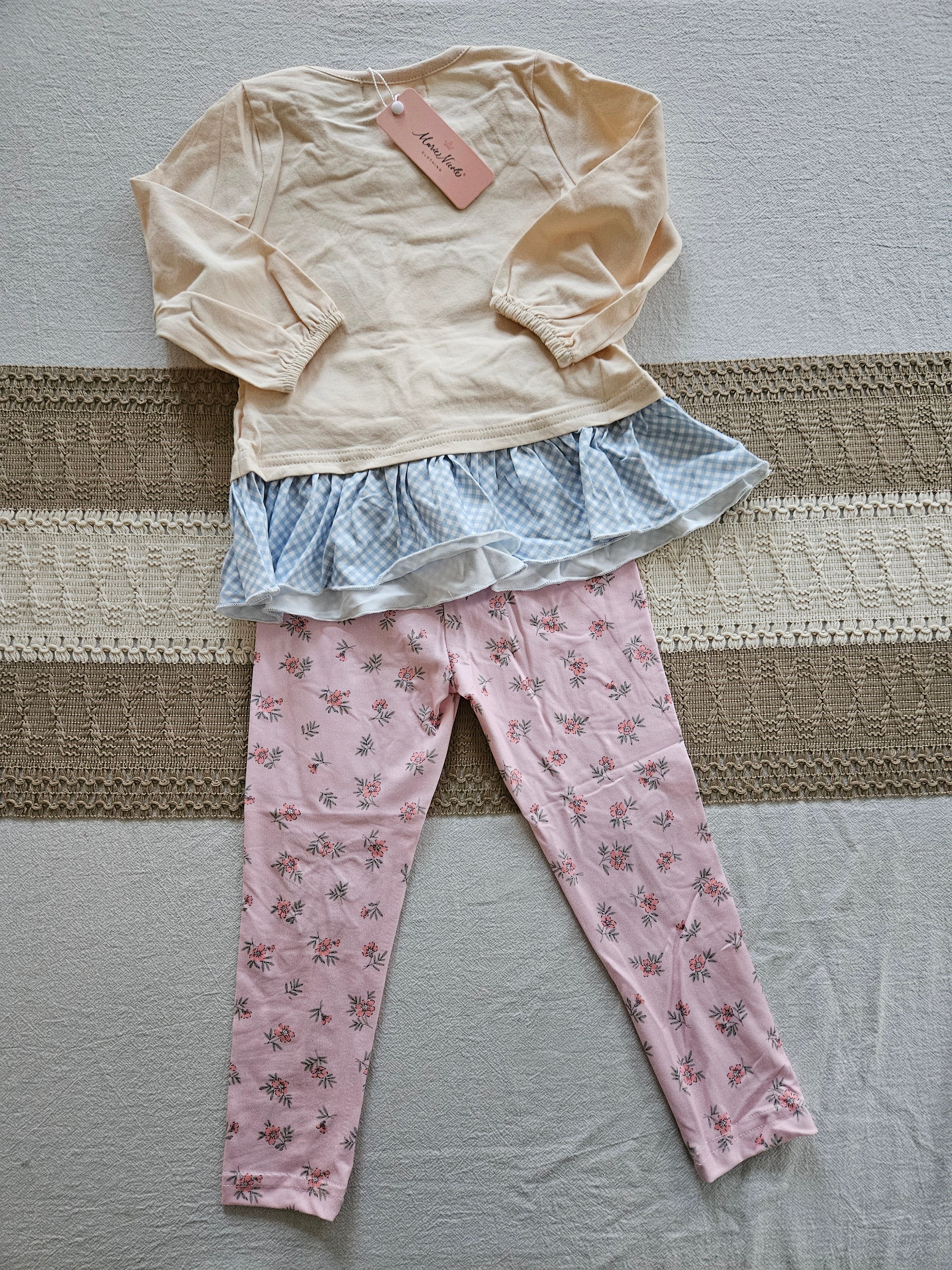 Marie Nicole Dino Daydream Embroidered Ruffle Outfit Sz 12-18M