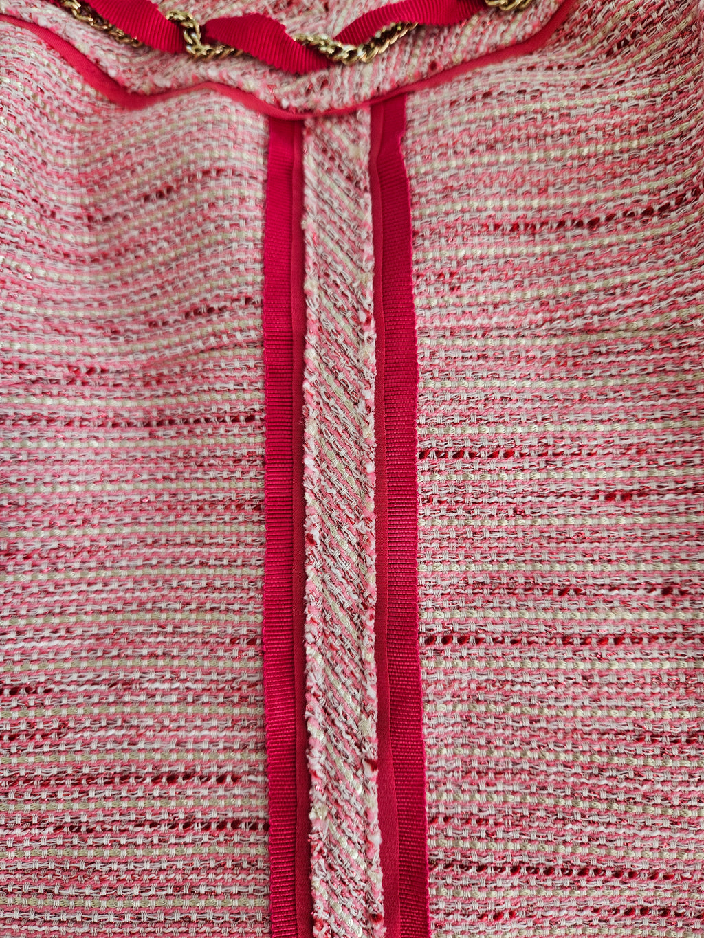 White House Black Market Pink Tweed Zip Back Top Size 6 NWT