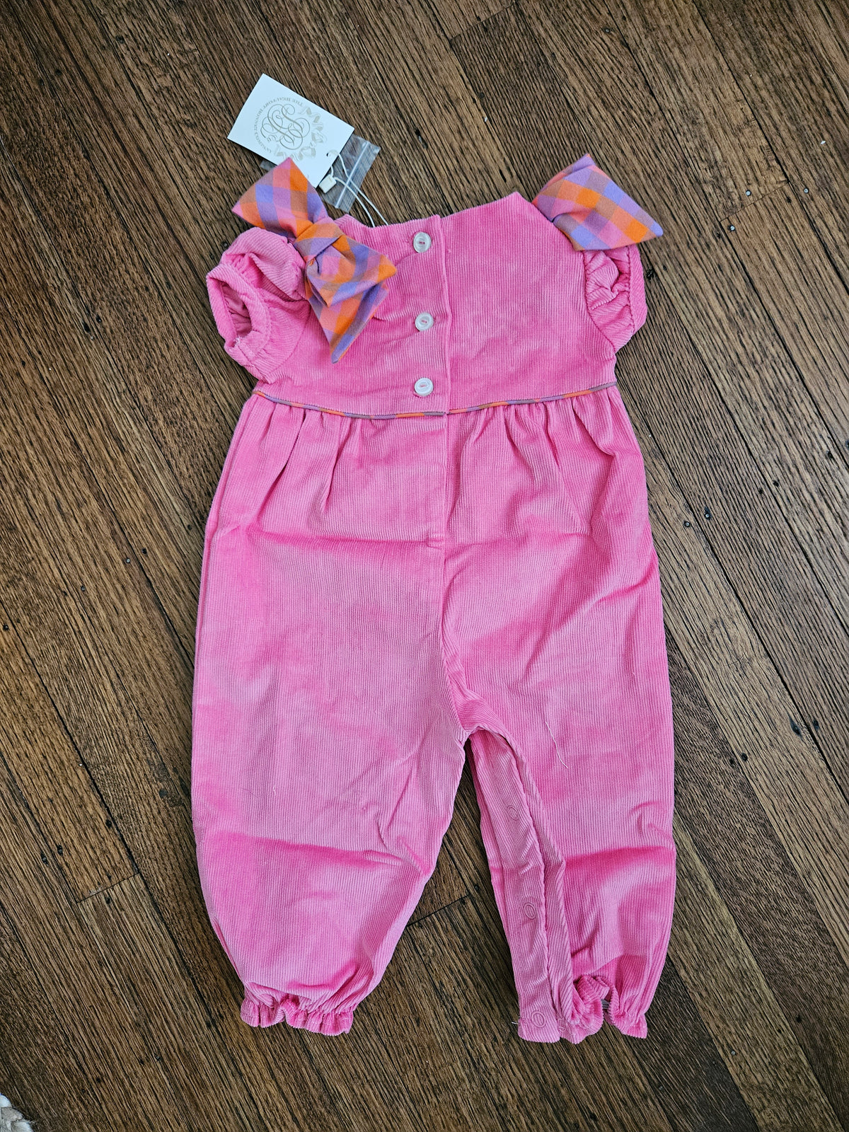 The Beaufort Bonnet Company Multicolor Bow Corduroy Bubble Romper Size 0-6M