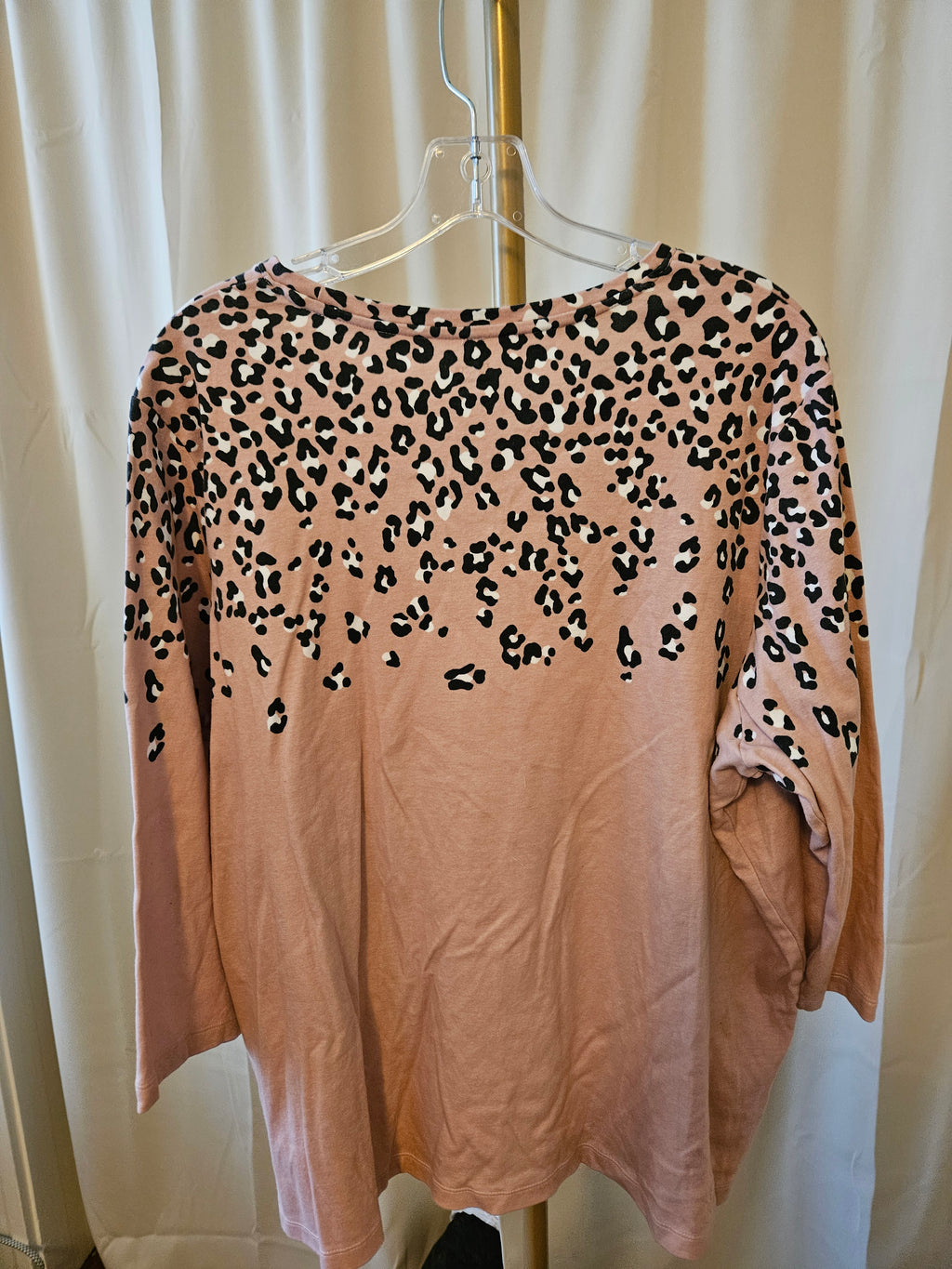 Kim Rogers Muted Pink Cheetah Print Collar Blouse Size 2X