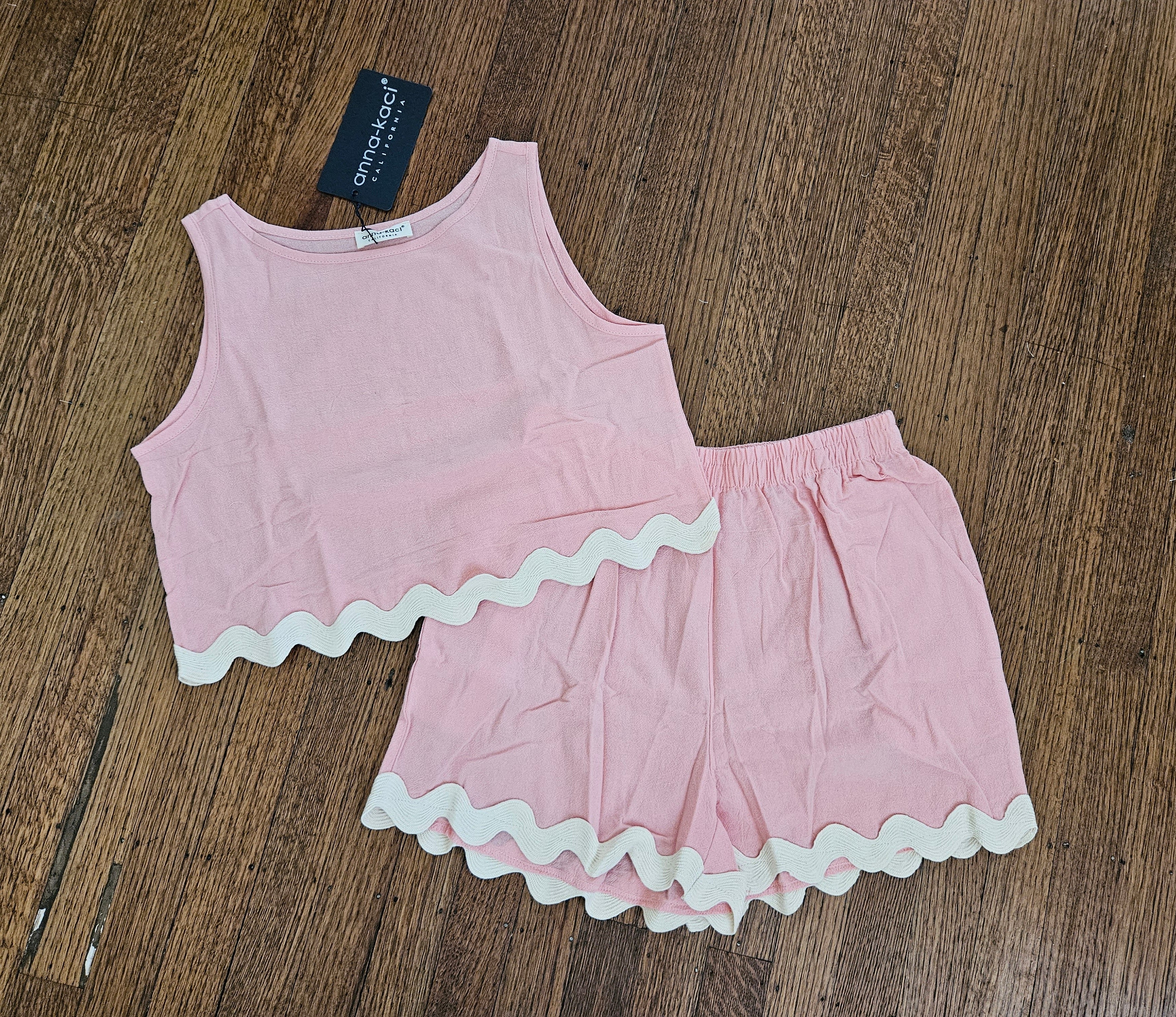 Anna-Kaci Pink Ric-Rac Short Set
