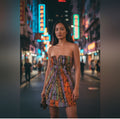 Strapless BCBG Colorful Snake Skin Empire Wait Dress. Size 2