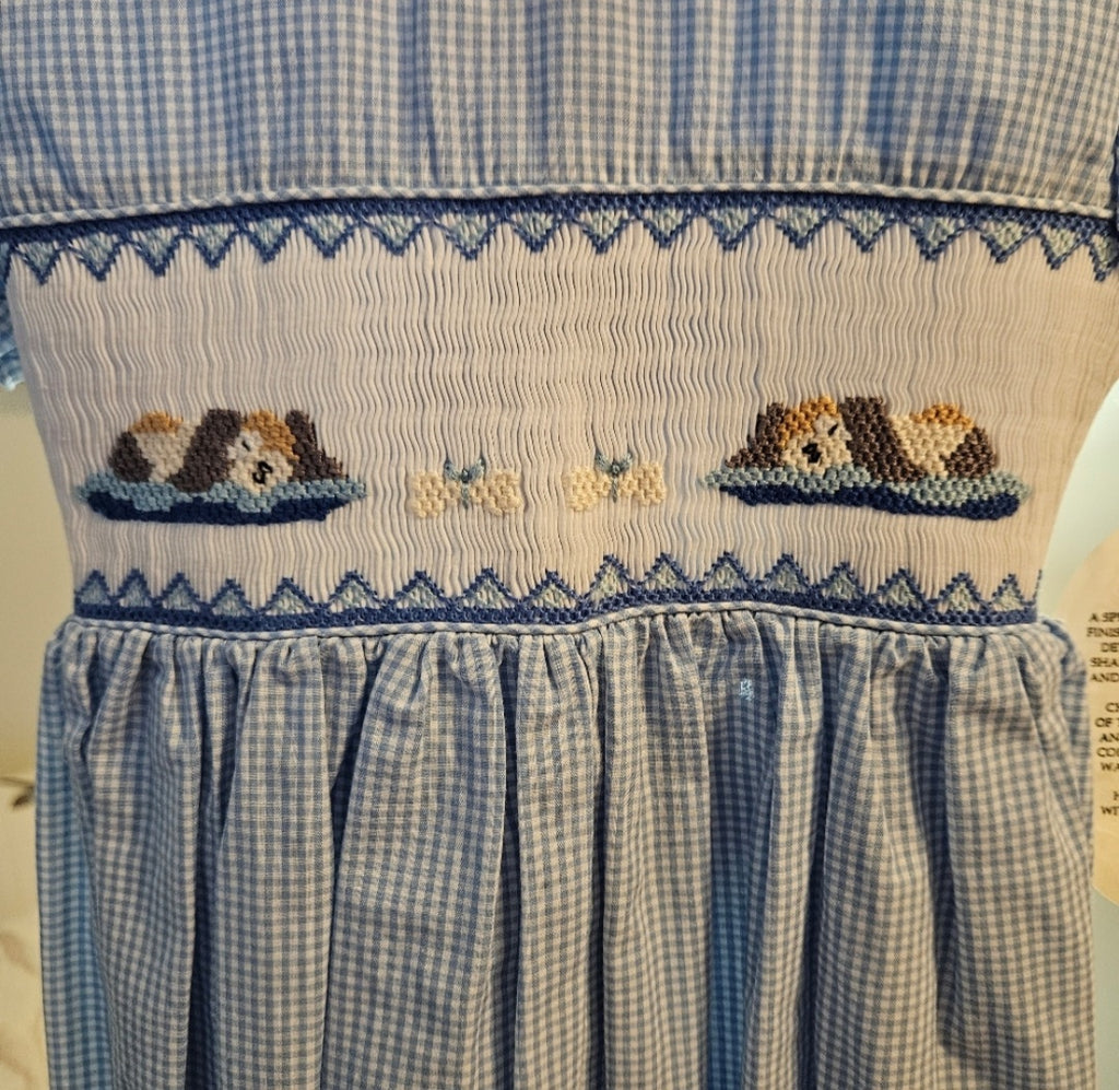 NWT Rosalina Collections Smocked  Dress with Puppies Sz 6Y