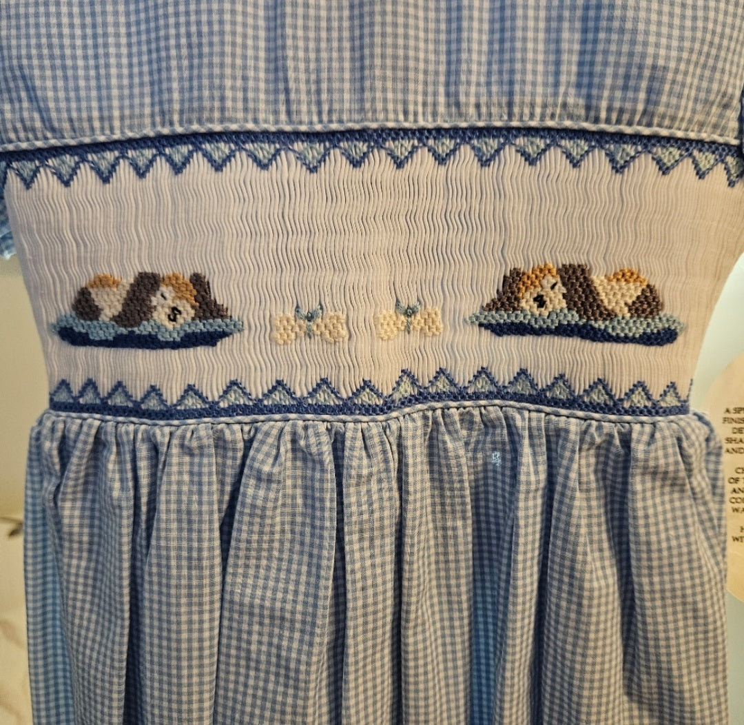 NWT Rosalina Collections Smocked  Dress with Puppies Sz 6Y