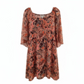 Judith March Horse & Flower Elastic Waist Flutter Sleeve Dress Size Small