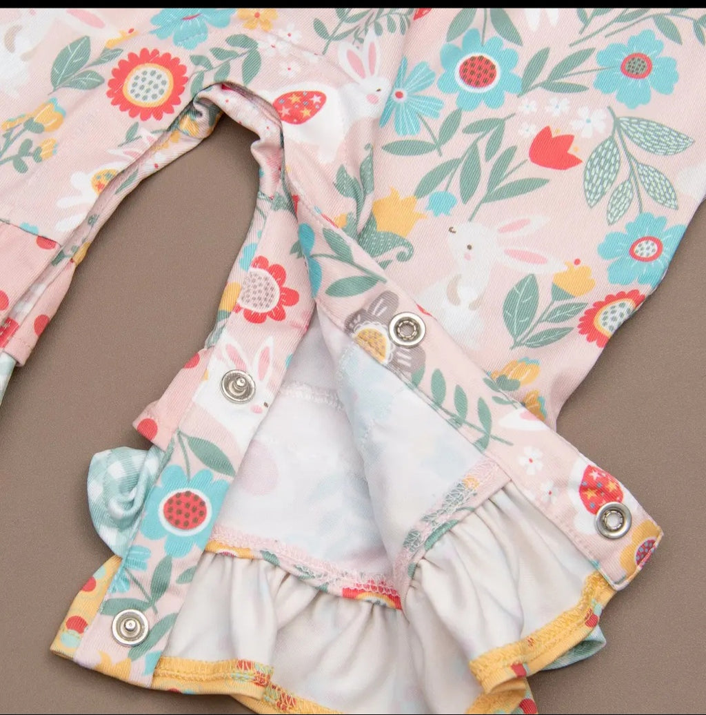 Marie Nicole Lilly Belle Cottontail Ruffle Romper Sz 12-18M