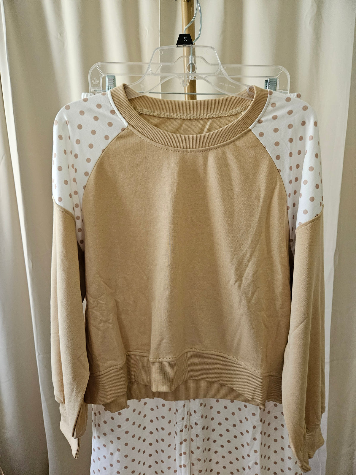 Beige & White Polka Dot 2-Piece Set | Little Daisy | L/XL