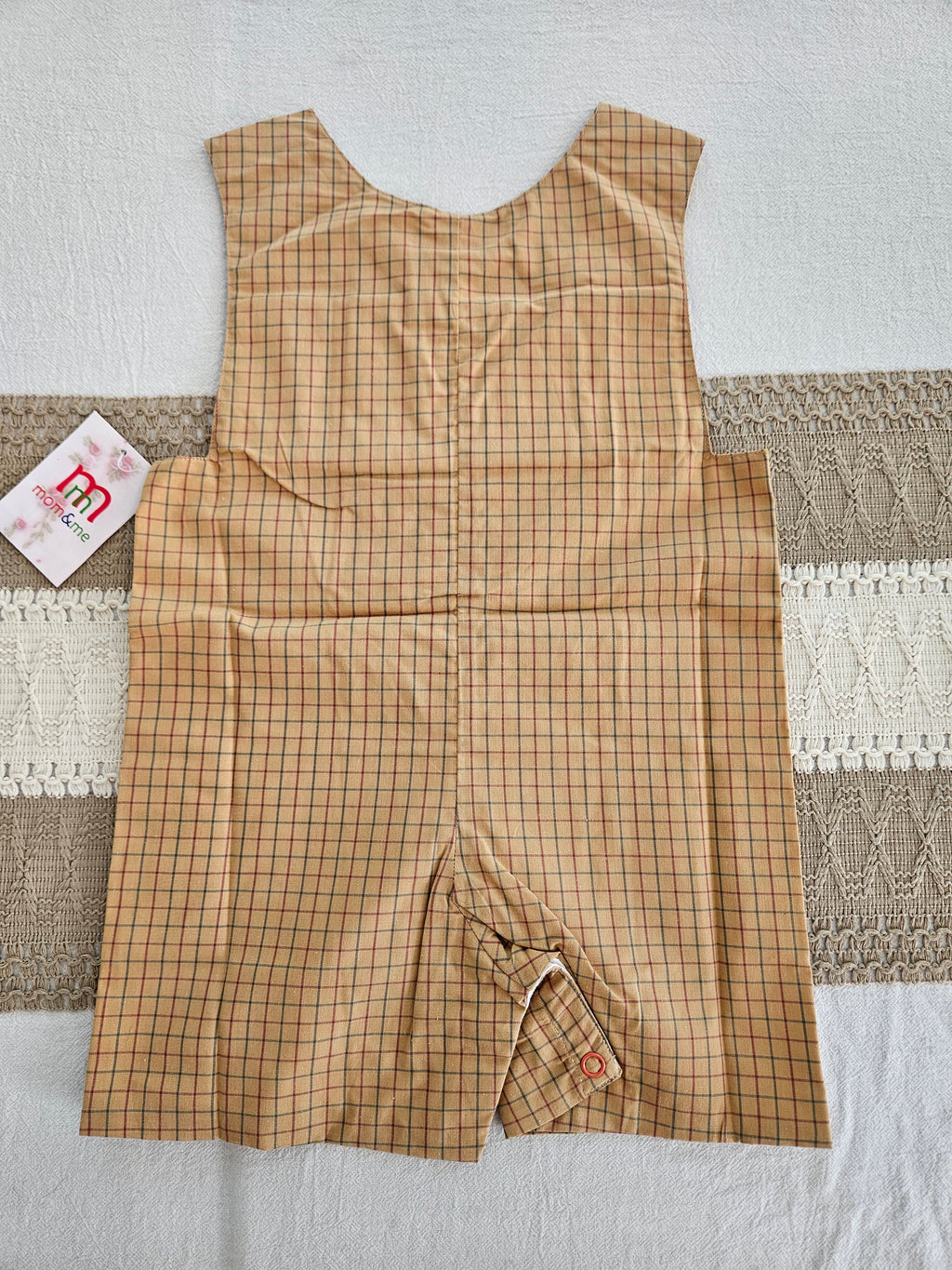 Mom & Me Brown Plaid Smocked Tools Jon Jon – Sizes 12M, 18M & 3T
