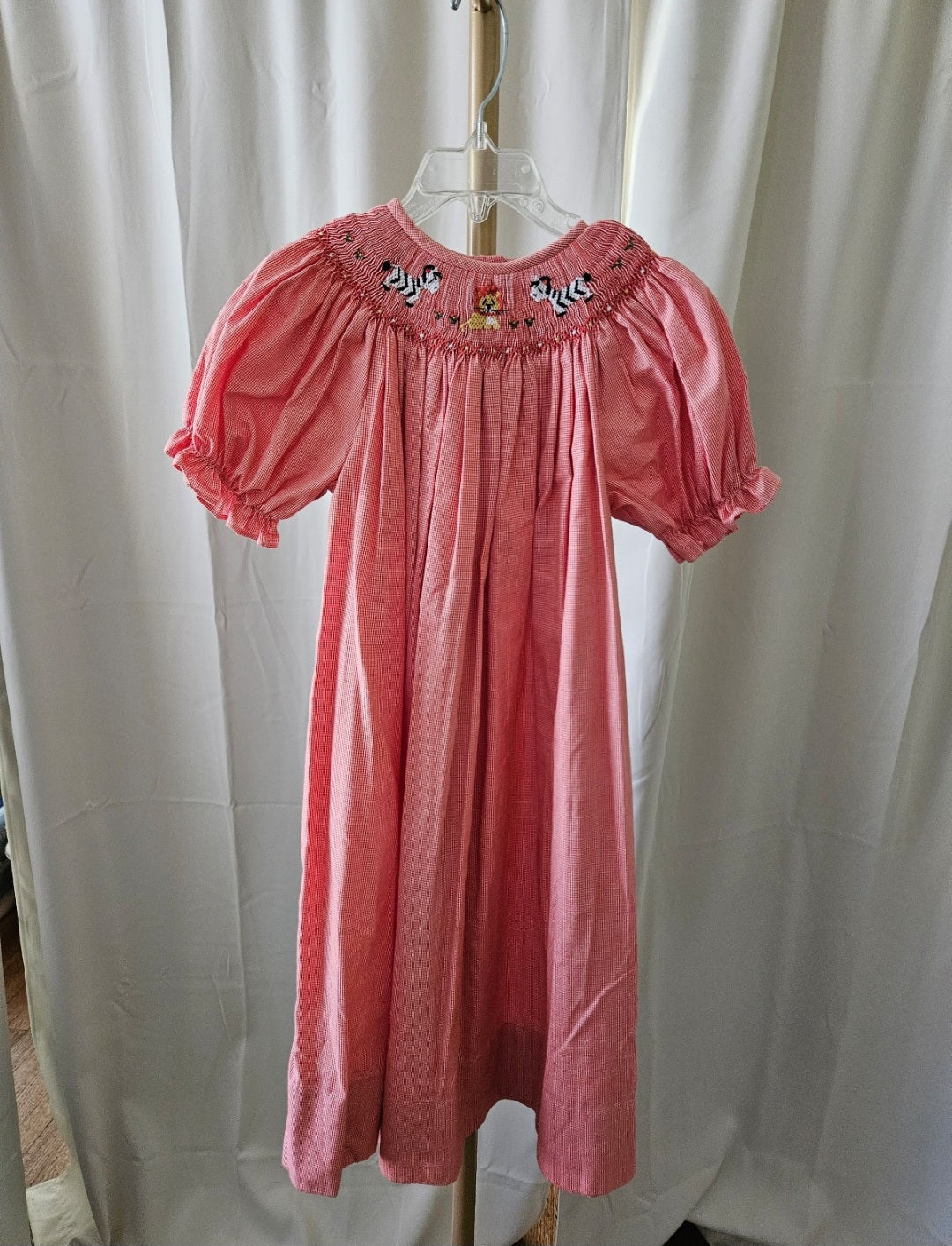 Amanda Remembered Vintage 2004 Red & White Microcheck Smocked Dress Sz 5Y
