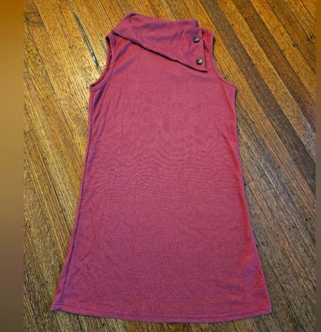 Sleeveless Waffle Asymmetrical Collar Slip Dress Size 8/10