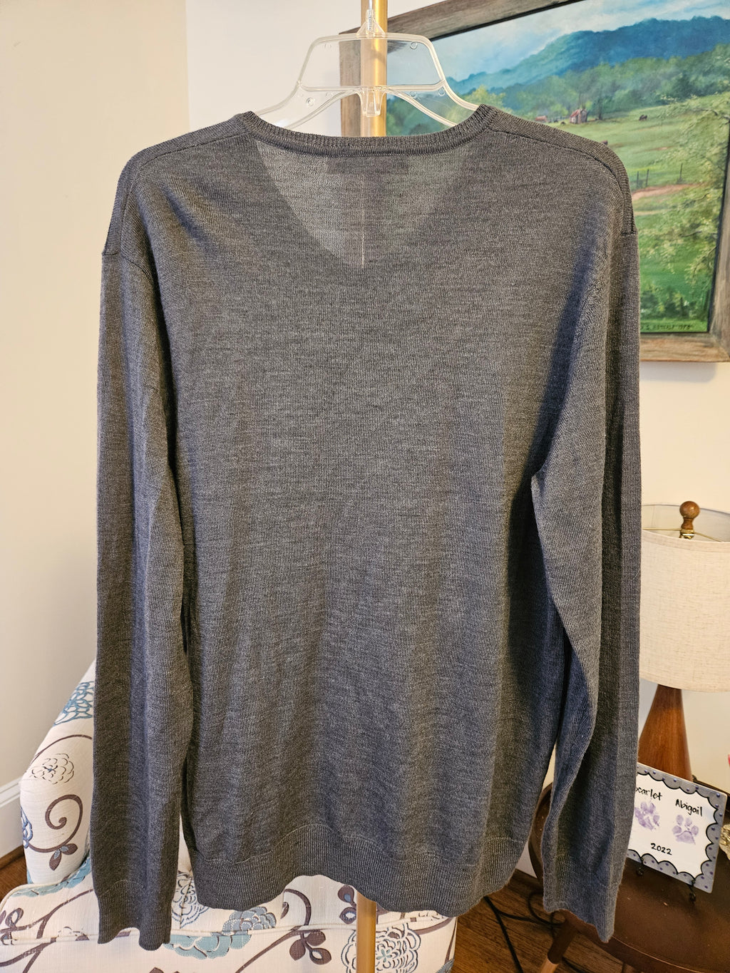 Calvin Klein Charcoal and Black Knit Striped Sweater Sz Lg