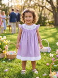 Lil Cactus Purple Easter Bunny Smocked Dress Sz 2T