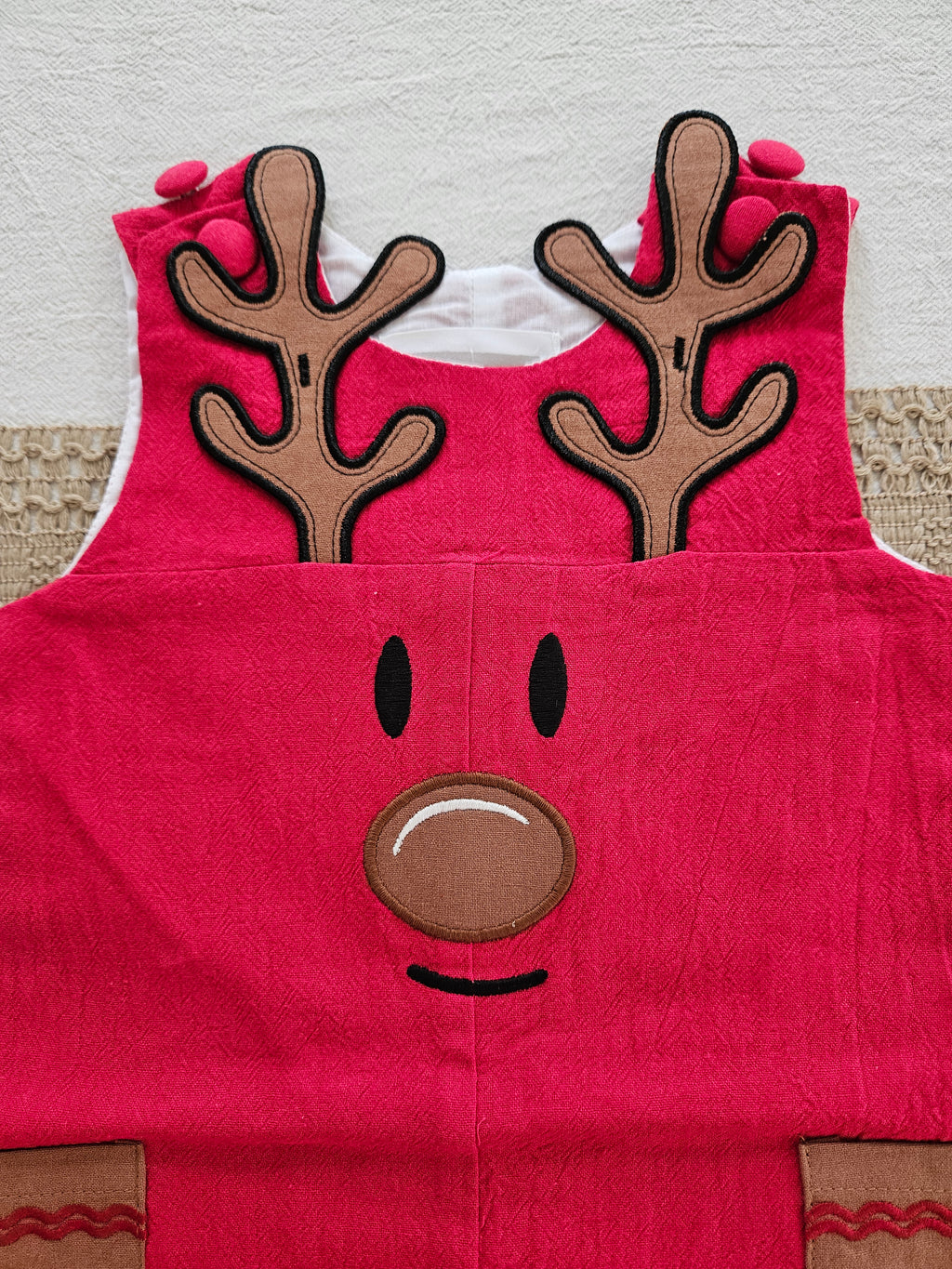 Lil Cactus Cutest Reindeer Red Longall with Pockets Size 3-6M