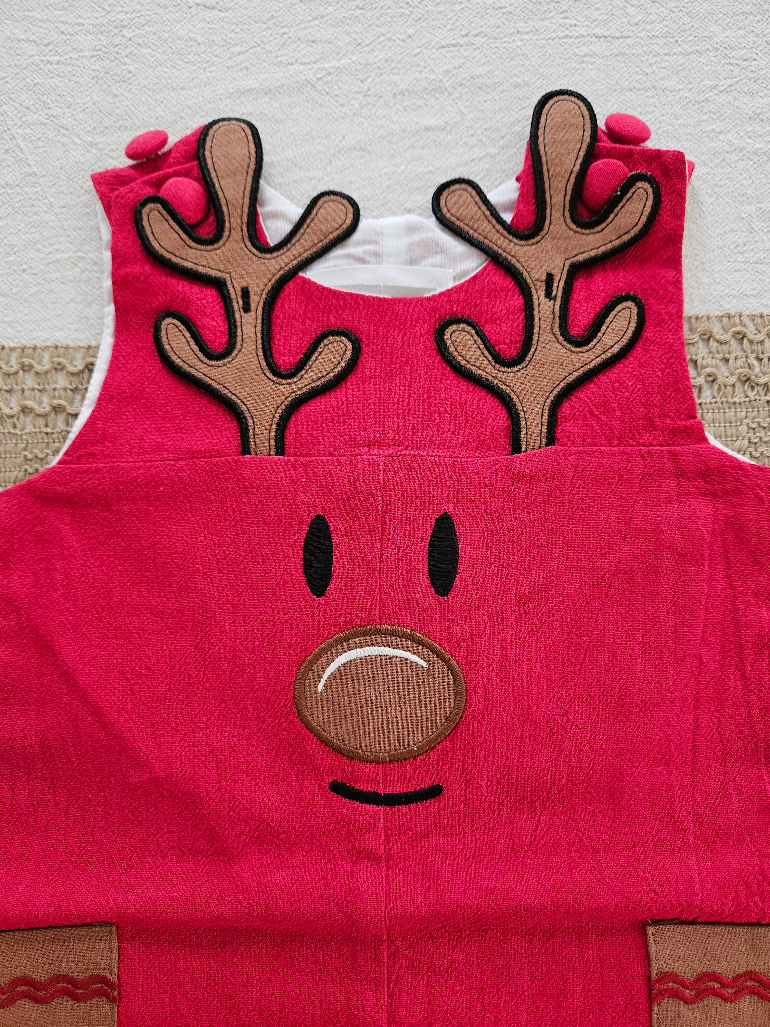 Lil Cactus Cutest Reindeer Red Longall with Pockets Size 3-6M