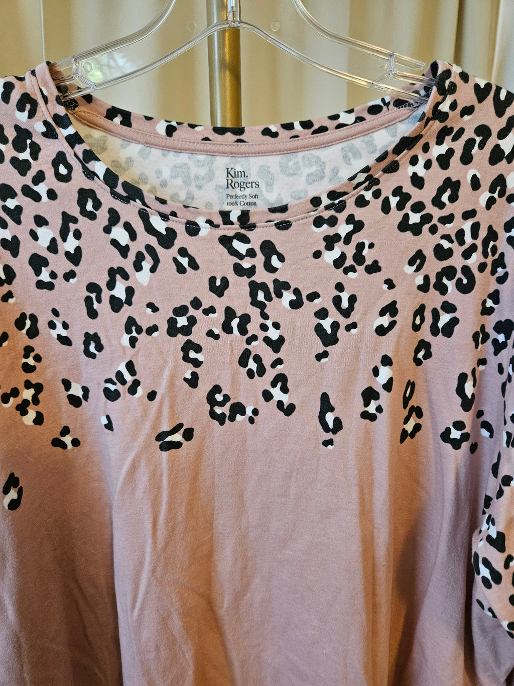 Kim Rogers Muted Pink Cheetah Print Collar Blouse Size 2X