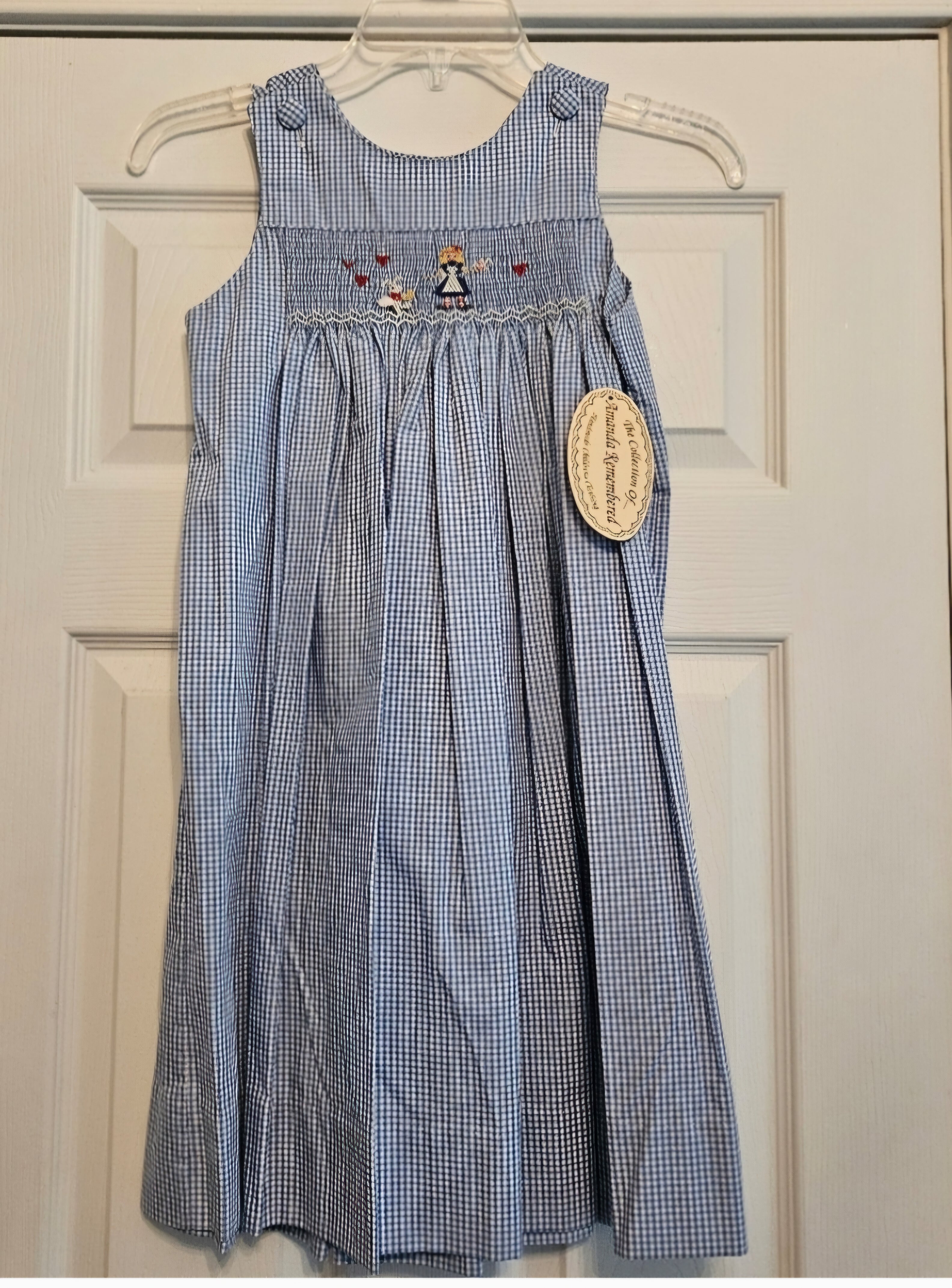 NWT Amanda Remembered Blue Gingham Alice In Wonderland Kids Dress/jumper Sz 6
