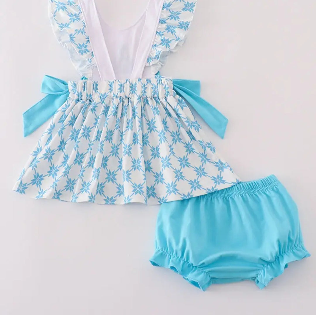 Abby & Evie Blue and White Frozen  Kids Matching Set Sz 12M