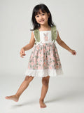 Marie Nicole Embroidered Floral Bunny Ruffle Dress Sz 4T