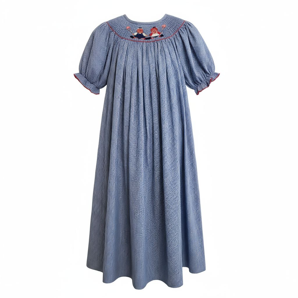 Amanda Remembered Blue Checkered RaggedyAnn And Andy Smocked  Kids Dress Sz 6