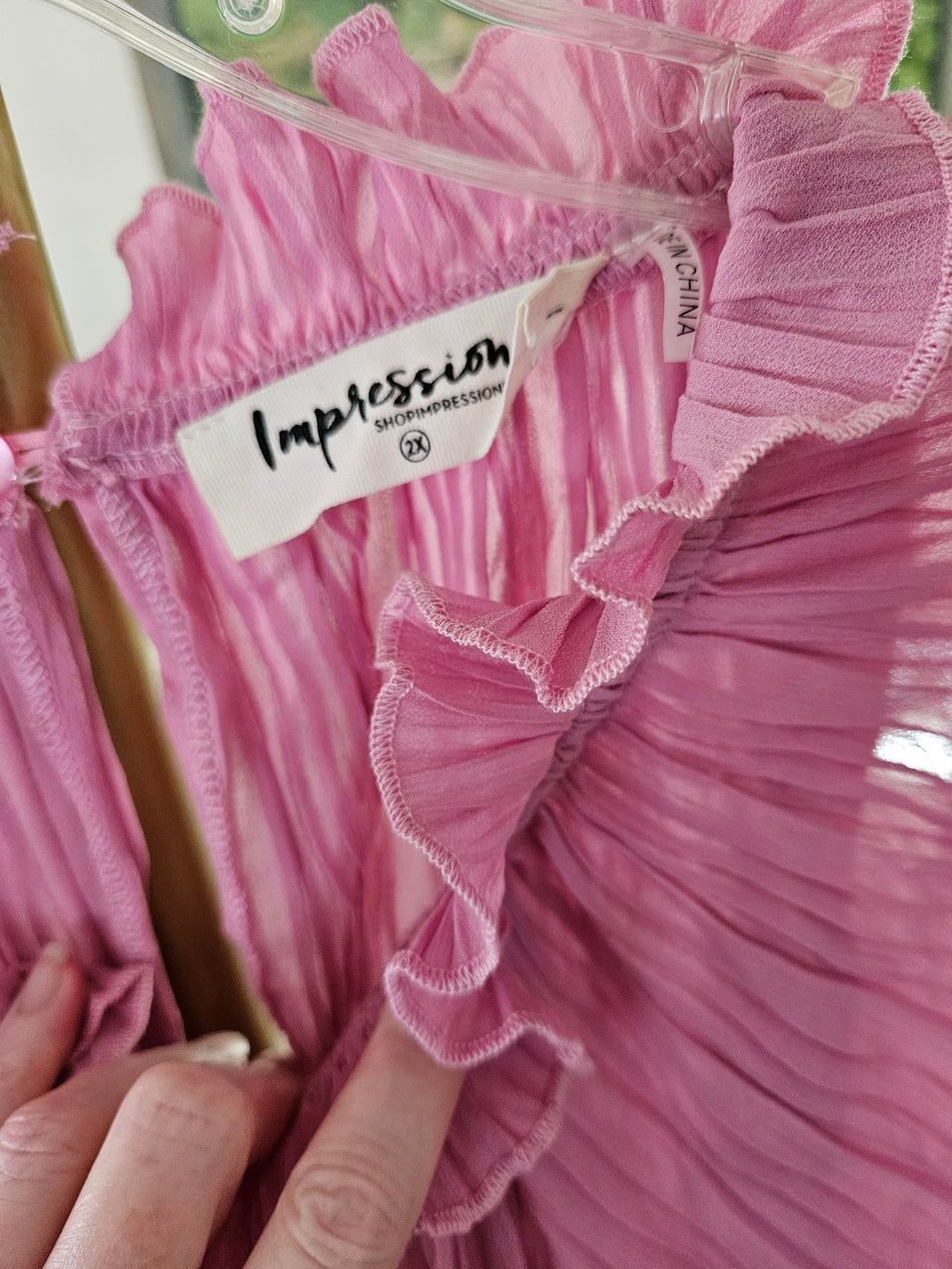 Impressions Mauve Pleated Blouse Sz 2X