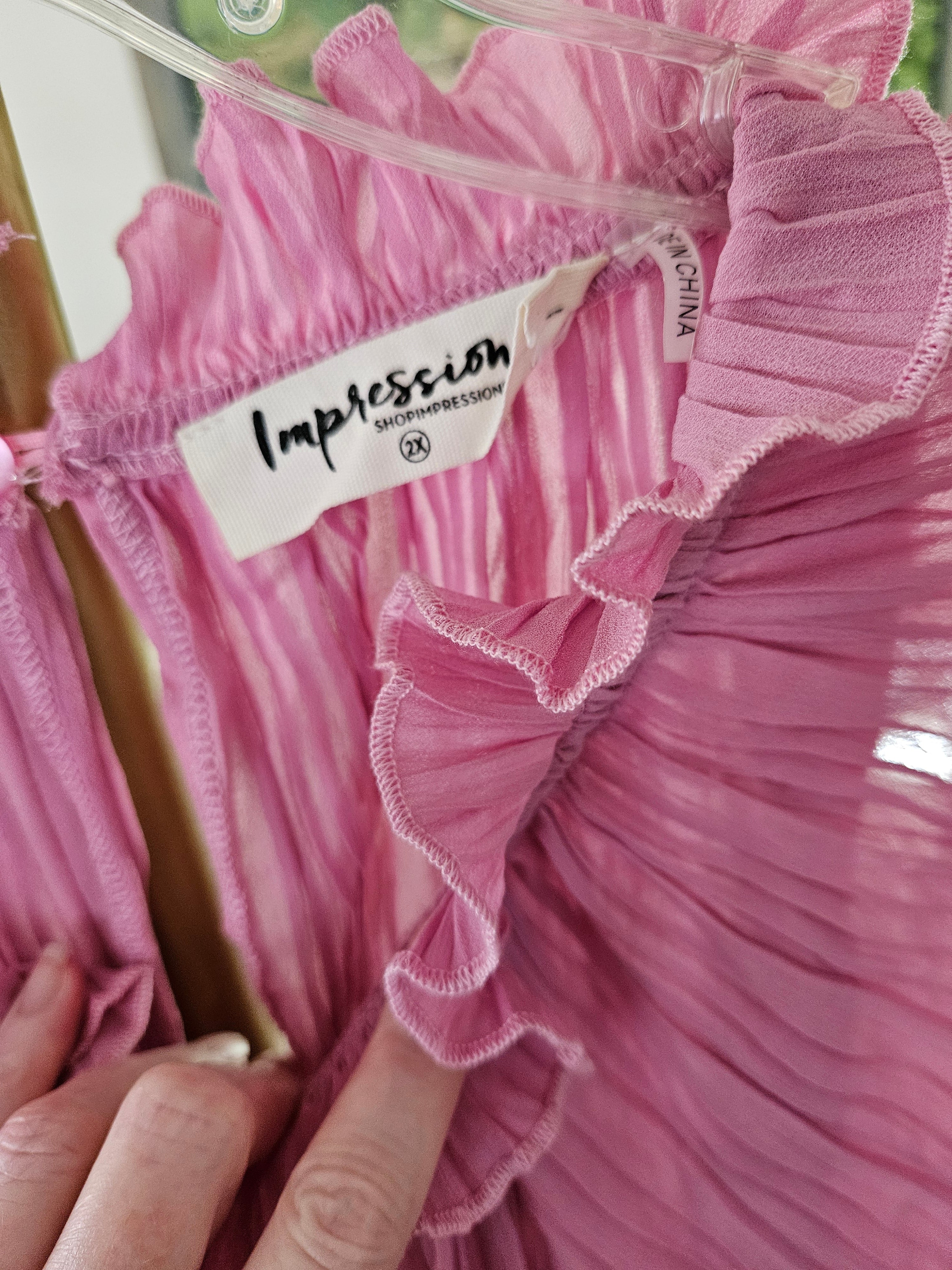 Impressions Mauve Pleated Blouse Sz 2X