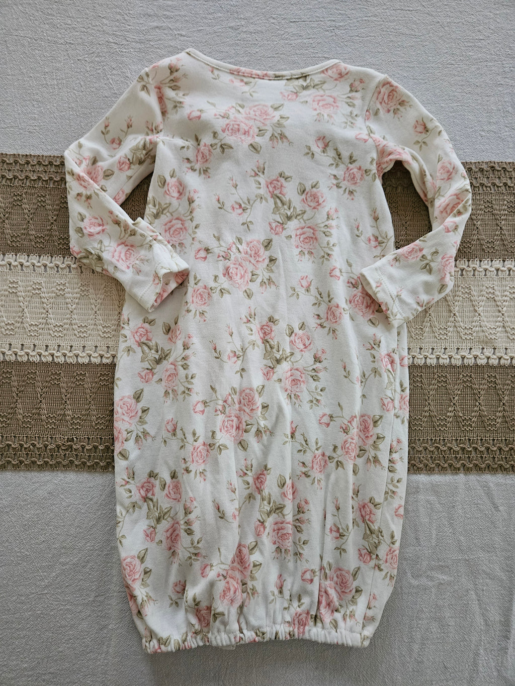 Edgehill Collection Floral Baby Gown  with Ruffle Detail Sz 0-6M