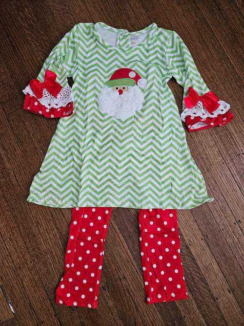BaaBee Santa Appliqué Top & Polka Dot Leggings Set |