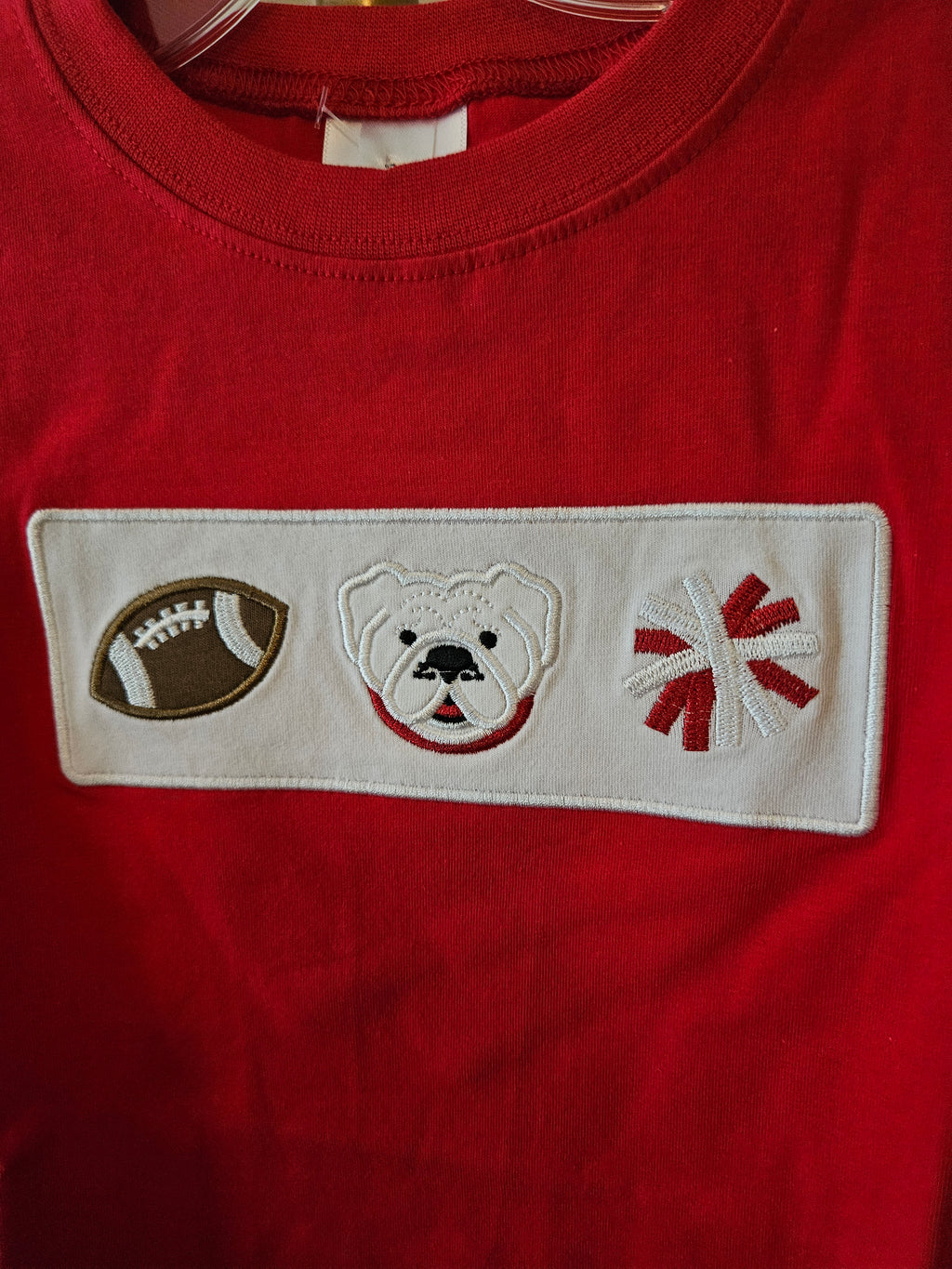 Georgia Red UGA Football Appliqué Long Sleeve Shirt | Wear Love Wash | 3Y