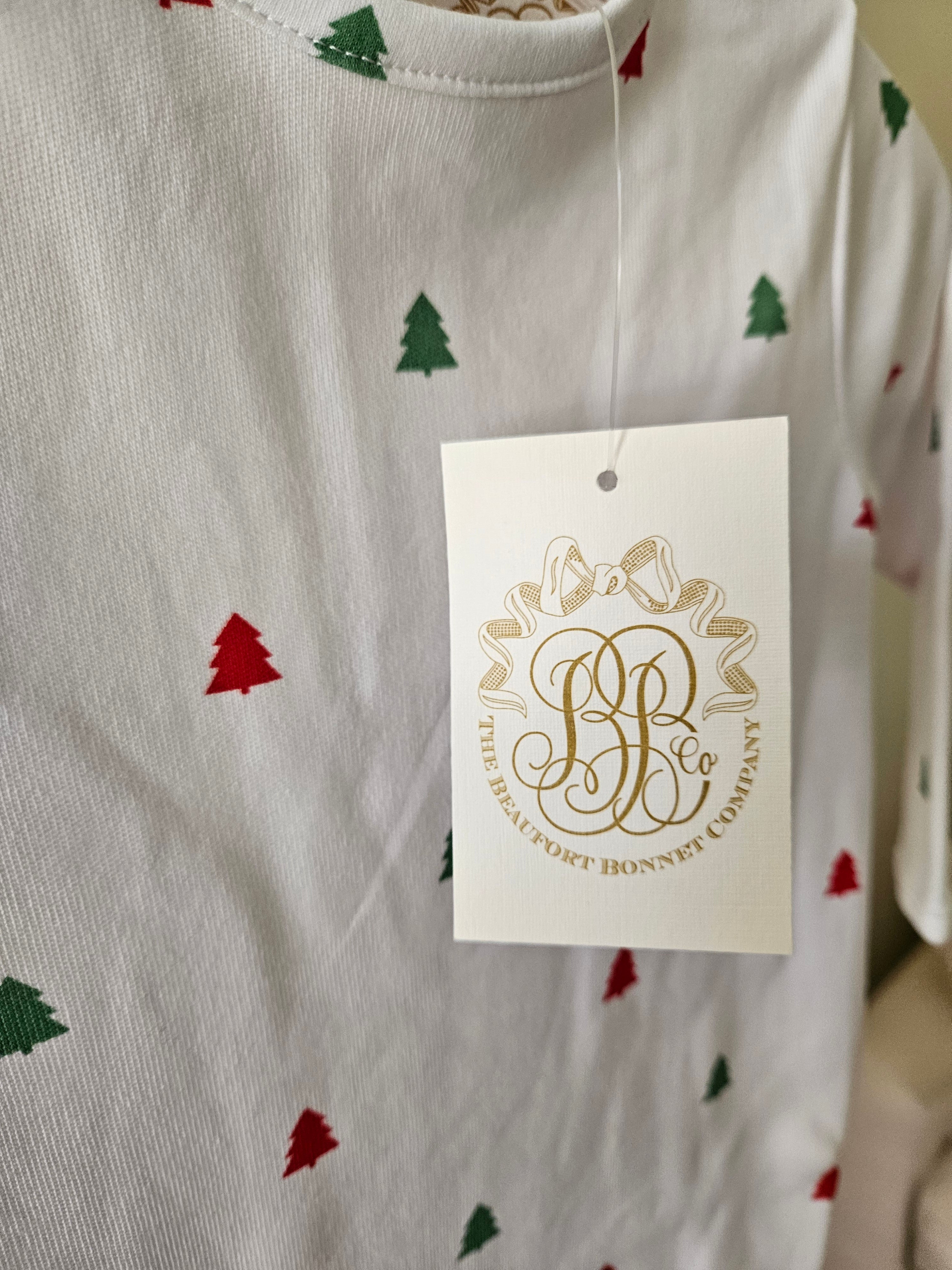 The Beaufort Bonnet Company Darling Play Romper Thomas Tree Farm Print